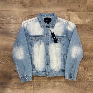 Fashion Nova Light Blue Denim Bomber Jacket